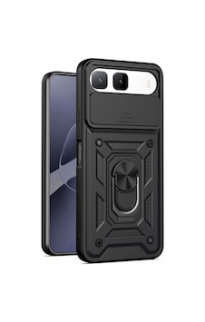 Tecno Spark 40 5g Kılıf Magnetik Standlı Kamera Korumalı Zore Sürgülü Vega Kapak - Siyah
