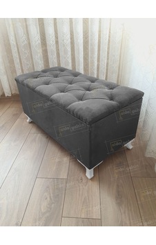 Sandıklı Kapitoneli Ayakucu Puf Bench 110 Cm Beyaz Ayak gri Sandıklı Kapitoneli Ayakucu Puf Bench 110 Cm Beyaz Ayak gri