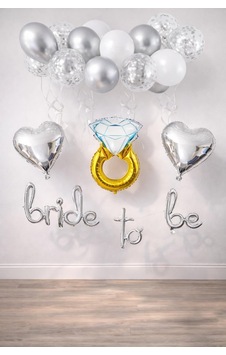 Bride To Be El Yazısı, Tek Taş Yüzük Ve Kalp Folyo Balonlu Gümüş Set Sku: Zeusb0c8jkvkx3 Bride To Be El Yazısı, Tek Taş Yüzük Ve Kalp Folyo Balonlu Gümüş Set Sku: Zeusb0c8jkvkx3