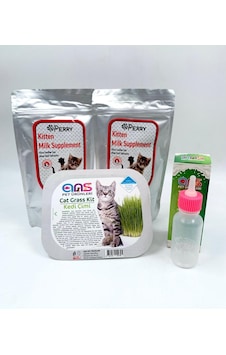 Perry Yavru Kedi Süt Tozu 2 Adet + 60ml Biberon + Kedi Çimi Perry Yavru Kedi Süt Tozu 2 Adet + 60ml Biberon + Kedi Çimi