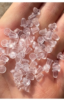 100 Adet 50 Çift Silikon Küpe Arkalığı, Küpe Pistonu, Küpe Arkası 6x5 Mm Çok Renkli