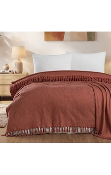 Aryıldız Home 240x260 Cm Bambu Jakarlı Saçaklı Pike - Terra Çok Renkli