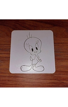 Lavanta Tasarım Tweety Ahşap Bardak Altlığı Beyaz Lavanta Tasarım Tweety Ahşap Bardak Altlığı Beyaz