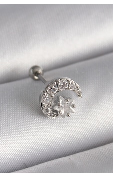 316l Çelik Gümüş Renk Zirkon Taşlı Ay Yıldız Tragus Piercing Tdrtr 316l Çelik Gümüş Renk Zirkon Taşlı Ay Yıldız Tragus Piercing Tdrtr
