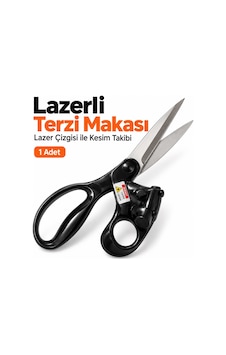 Lazer Çizgi Kılavuzlu Terzi Makası Kumaş Ve Kağıt Kesimi İçin, Siyah Saplı, 1 Adet Lazer Çizgi Kılavuzlu Terzi Makası Kumaş Ve Kağıt Kesimi İçin, Siyah Saplı, 1 Adet