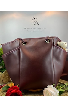 Amoura Moura Accessories Lüks Tasarım Bayan Omuz Ve Kol Çantası Bordo Amoura Moura Accessories Lüks Tasarım Bayan Omuz Ve Kol Çantası Bordo