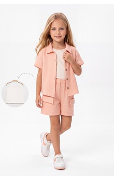 Mnk Baby & Kids Kız Çocuk 3 Parça Pamuklu Müslin Rahat Takım M00837 Somon Mnk Baby & Kids Kız Çocuk 3 Parça Pamuklu Müslin Rahat Takım M00837 Somon