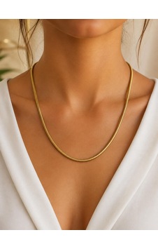 Cm Jewelry Gold Çelik Yılan Zincir Kolye Altın Cm Jewelry Gold Çelik Yılan Zincir Kolye Altın