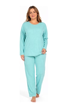 Sleeproom Büyük Beden Su Yeşili Kaşkorse Pijama Takımı Mavi Sleeproom Büyük Beden Su Yeşili Kaşkorse Pijama Takımı Mavi