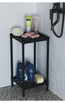 Lotus 2 Raflı Banyo Duş Şampuanlık Havlu Rafı Duş Rafı Standı Siyah Lotus 2 Raflı Banyo Duş Şampuanlık Havlu Rafı Duş Rafı Standı Siyah