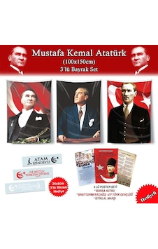 Gazi Mustafa Kemal Atatürk 1x1.5m Bayrak Set2 -3lü Poster Ve Sticker Hediyeli-29 Ekim Bayram Kutlama 1 Gazi Mustafa Kemal Atatürk 1x1.5m Bayrak Set2 -3lü Poster Ve Sticker Hediyeli-29 Ekim Bayram Kutlama 1