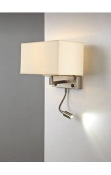 Akdeniz Krem Okuma Lambalı Abajurlu Aplik Krom