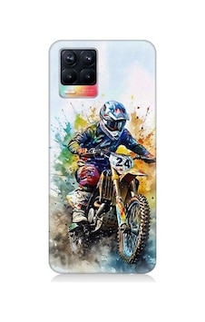 Realme 8 Uyumlu Motorsikletçi Desenli Silikon Kılıf Realme 8 Uyumlu Motorsikletçi Desenli Silikon Kılıf