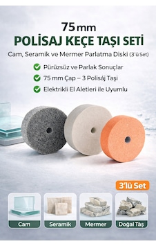 Senbang 75 Mm Polisaj Keçe Taşı Seti Cam, Seramik Ve Mermer Parlatma Diski 3 Lü Set Senbang 75 Mm Polisaj Keçe Taşı Seti Cam, Seramik Ve Mermer Parlatma Diski 3 Lü Set