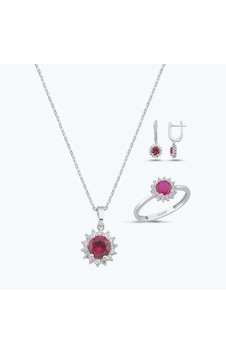 Altınbaş Kırmızı Taşlı Altın Üçlü Yuvarlak Set Autk0036-b-24627-k-set Altınbaş Kırmızı Taşlı Altın Üçlü Yuvarlak Set Autk0036-b-24627-k-set