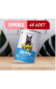 King Sos İçerisinde Et Parçacıklı Somonlu Kedi Konservesi 400 Gr 48 Adet King Sos İçerisinde Et Parçacıklı Somonlu Kedi Konservesi 400 Gr 48 Adet