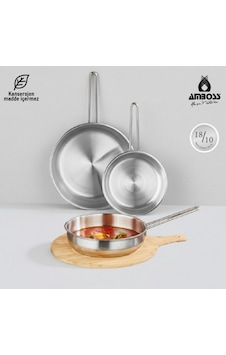 Amboss Vento Steel İndüksiyon Tabanlı 3 Parça Tava Seti 20-24-28 cm Amboss Vento Steel İndüksiyon Tabanlı 3 Parça Tava Seti 20-24-28 cm