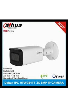 Dahua Ipc-hfw2841t-zas-27135, 8mpix, 2,7-13,5mm Motorize Lens, H265+, 80mt Gece Görüşü, Dahili Mikro Dahua Ipc-hfw2841t-zas-27135, 8mpix, 2,7-13,5mm Motorize Lens, H265+, 80mt Gece Görüşü, Dahili Mikro