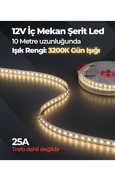 Daha 12v İç Mekan Şerit Led 10 Metre 3200k Gün Işığı Kesilebilir Led Şerit Trafo Hariç 10 Metre Gün Işığı Daha 12v İç Mekan Şerit Led 10 Metre 3200k Gün Işığı Kesilebilir Led Şerit Trafo Hariç 10 Metre Gün Işığı