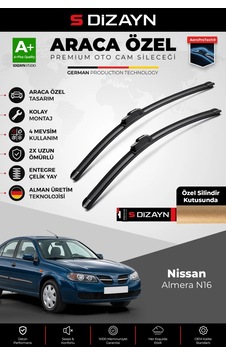 S-dizayn Nissan Almera N16 Ön Cam Silecek Seti 2000-2006 Premium Araca Özel 55-40 Cm A+ Kalite Aocs-