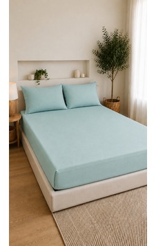 Çift Kişilik Lastikli Çarşaf Takımı 2 Adet Yastık Kılıflı 50x70 160x200+30 %100 Pamuk Turkuaz Çift Kişilik Lastikli Çarşaf Takımı 2 Adet Yastık Kılıflı 50x70 160x200+30 %100 Pamuk Turkuaz