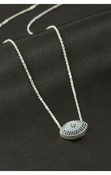 Oval - 683 - Zirkon Taşlı Kolye - - Glblseme - Gümüş Rengi Oval - 683 - Zirkon Taşlı Kolye - - Glblseme - Gümüş Rengi