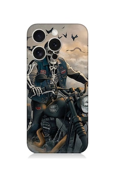 Apple Uyumlu iPhone 15 Pro Max İskelet Motosiklet Desenli Silikon Kılıf Silikon Apple Uyumlu iPhone 15 Pro Max İskelet Motosiklet Desenli Silikon Kılıf Silikon