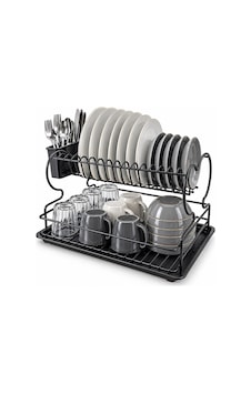 Siyah - Metal Lux Çift Katlı Tabaklık - Bulaşıklık 5468 Renkli Siyah - Metal Lux Çift Katlı Tabaklık - Bulaşıklık 5468 Renkli