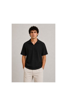 Parshey Regular Fit Fitilli Patlı Polo Yaka Erkek Tişört Premium Ottoman Kumaş Siyah Parshey Regular Fit Fitilli Patlı Polo Yaka Erkek Tişört Premium Ottoman Kumaş Siyah