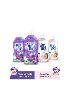 Vernel Max Konsantre Çamaşır Yumuşatıcısı Taze Lavanta 2 x 1440 ML + Sensitive 2 x 1440 ML Vernel Max Konsantre Çamaşır Yumuşatıcısı Taze Lavanta 2 x 1440 ML + Sensitive 2 x 1440 ML
