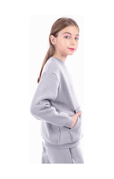 Toontoy Unisex Çocuk Nakışlı Sweatshirt Gri Melanj Toontoy Unisex Çocuk Nakışlı Sweatshirt Gri Melanj