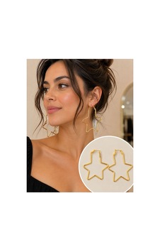 Kadın Gold Yıldız Model Küpe Altın Altın