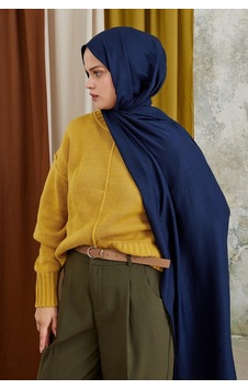 Deserto Fashion Modal Şal Düz Renk-3597 Lacivert