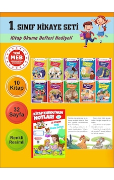 1.sınıflar İçin Okumayı Sevdiren 10 Lu Hikaye Seti Kitap Okuma Defteri Hediyeli
