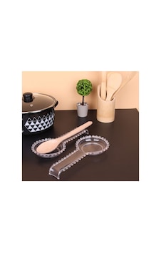Şeffaf Plastik Boncuklu Kelepçe Kaşık Çırpıcı Altlığı 28 Cm Royaleks