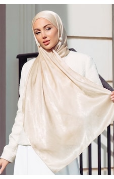 Olcay Saten Dokulu Janjanlı Abiye Şal Bej 102 Olcay Saten Dokulu Janjanlı Abiye Şal Bej 102