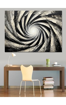 Siyah Beyaz Sonsuz Spiral İllüzyon Dekoratif Kanvas - Mdf Ahşap Tablo Siyah Beyaz Sonsuz Spiral İllüzyon Dekoratif Kanvas - Mdf Ahşap Tablo