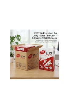 Vestpa Paper A4 Fotokopi Kağıdı 80 G/m² 1 Kutu / 5 Top - 2.500 Sayfa