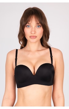Burcumay Çift Dolgulu Destekli Double Push Up Straplez Telsiz Siyah Sütyen Siyah Burcumay Çift Dolgulu Destekli Double Push Up Straplez Telsiz Siyah Sütyen Siyah