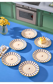 6 Lı Pasta Sunum Tabağı Seti - Modern Kuş Desen Çizgili Kek Tatlı Kurabiye Tabak Takımı Mavi - 17 Cm Pembe 6 Lı Pasta Sunum Tabağı Seti - Modern Kuş Desen Çizgili Kek Tatlı Kurabiye Tabak Takımı Mavi - 17 Cm Pembe