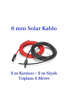 6 mm Mc4 Soketli 4 Metre (2m+2m) Güneş Paneli Solar Kablo 6 mm Mc4 Soketli 4 Metre (2m+2m) Güneş Paneli Solar Kablo