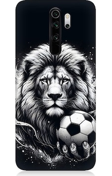 Xiaomi Redmi Note 8 Pro Uyumlu Siyah Beyaz Aslan Ve Futbol Topu Desenli Silikon Kılıf Xiaomi Redmi Note 8 Pro Uyumlu Siyah Beyaz Aslan Ve Futbol Topu Desenli Silikon Kılıf