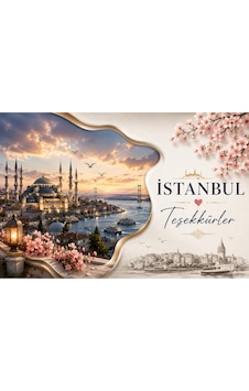 Papelia Istanbul Temalı Teşekkür Kartı 200 Gr Mat Fotoğraf Kağıdı Ultra Gerçekçi Baskı Hediyelik Paket Ve Sipariş Teşekkür Kartı - Bej - 115
