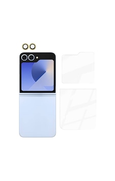 Apsuwa Samsung Glaxy Z Flip 6 Uyumlu Ekran Koruyucu Arka + Kamera Lens Koruyucu Sarı