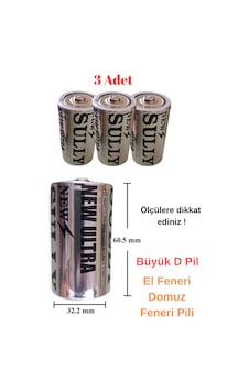 3 Adet D Pil El Feneri Radyo Domuz Feneri Pili Ölçüyü Dikkate Alınız 32mmx60mm 3 Adet D Pil El Feneri Radyo Domuz Feneri Pili Ölçüyü Dikkate Alınız 32mmx60mm