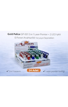 Gold Gp-001 3 İn 1 + 2 Led Işıklı El Feneri Anahtarlıklı 24 Adet