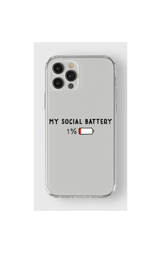 Iphone 12 Pro Max Uyumlu My Social Battery Tasarımlı Şeffaf Telefon Kılıfı Çok Renkli Iphone 12 Pro Max Uyumlu My Social Battery Tasarımlı Şeffaf Telefon Kılıfı Çok Renkli