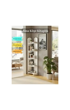 Sina Köşe Kitaplık Beyaz