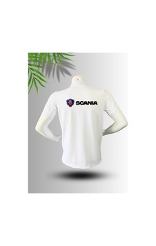 Frooy Scania Logo Baskılı Polo Yaka Pamuklu T-shirt Beyaz Frooy Scania Logo Baskılı Polo Yaka Pamuklu T-shirt Beyaz