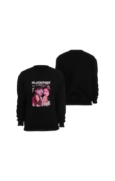 Blackpink KPop-Black Pink Baskılı Bisiklet Yaka Sweatshirt